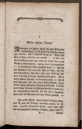 I. Meine schönen Damen.