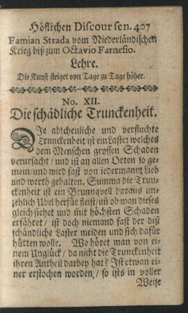No. XII. Die schädliche Trunckenheit.