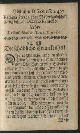 No. XII. Die schädliche Trunckenheit.