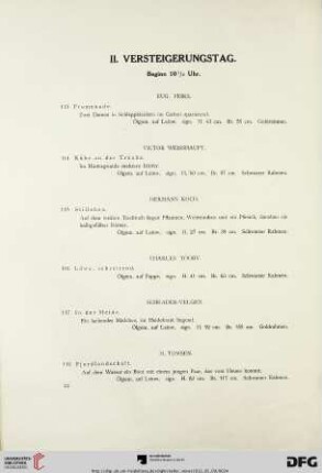 II. Versteigerungstag (Nr. 113-198)