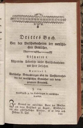 Kapitel I. Vorläufige Betrachtungen über die Verschiedenheiten der menschlichen Gemüther und deren genauere Kenntniß.