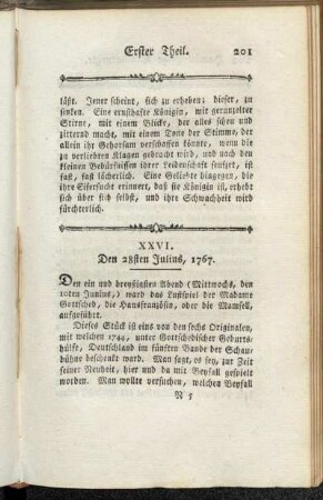 XXVI. Den 28sten Julius, 1767