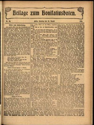 Zweite Ausgabe vom Sonntag, den 20. August 1911.