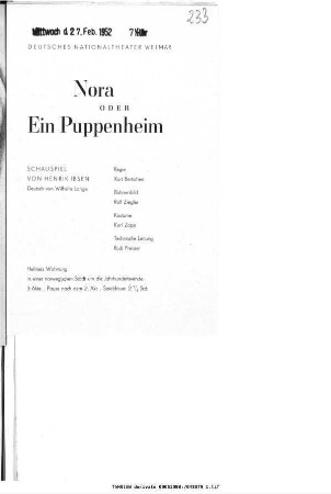 Nora oder Ein Puppenheim