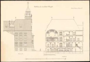 Rathaus Rheydt: Seitenansicht, Schnitt 1:100