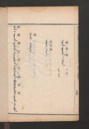 Niyecehe banjibun. ujui debtelin. fiyelen i ton = 補編卷一目錄