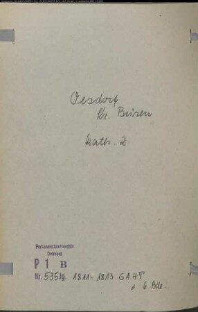 Zivilstandsregister der katholischen Gemeinde Oesdorf, Kreis Büren (GAHT 1811-1813) (Gemeinde: Katholische Gemeinde Oesdorf)