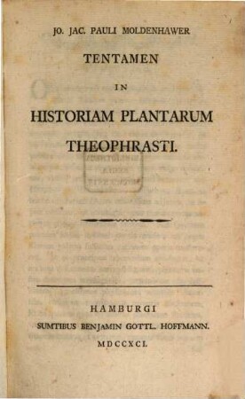 Tentamen in historiam plantarum Theophrasti