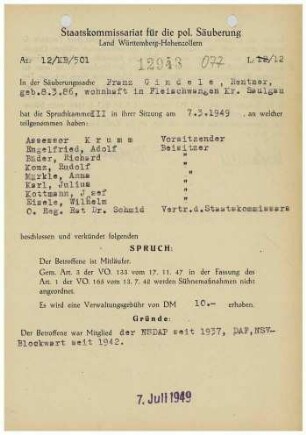 Gindele, Franz