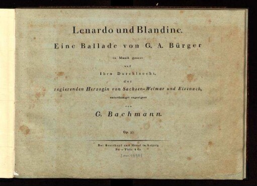 Lenardo und Blandine : eine Ballade von G. A. Bürger