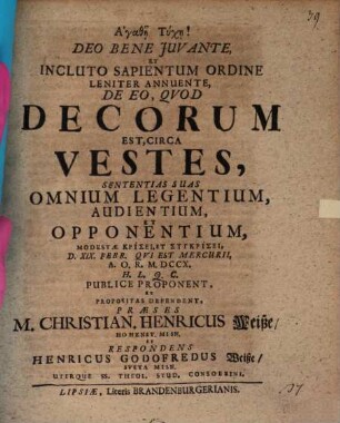 De eo quod decorum est circa vestes