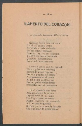 !Lamento del corazón! : A mi querido hermano Alberto Silva