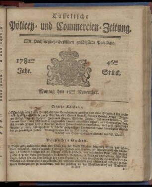46tes Stueck, Montag den 18ten November. 1782