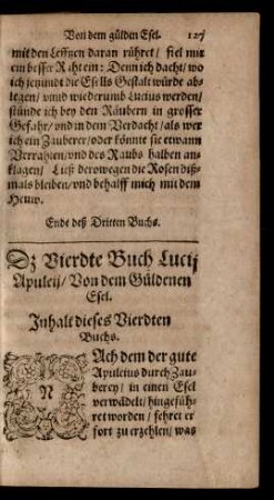 Das Vierdte Buch Lucii Apuleii/ Von dem Guldenen Esel.