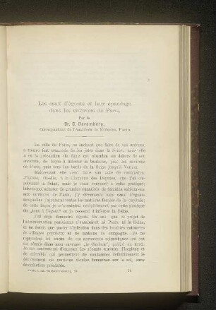 Les eaux dègouts et leur epandage dans les environs de Paris.