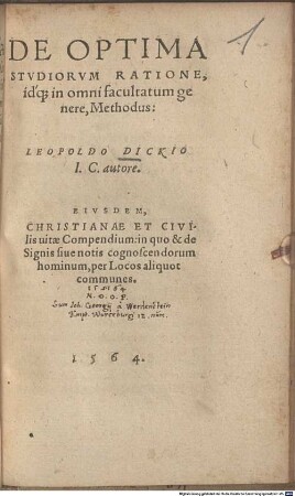 De optima studiorum ratione, idque in omni facultatum genere, methodus