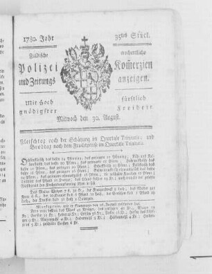 35tes Stück., Ausgabe vom 30. August 1780