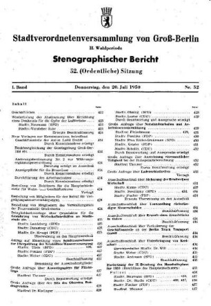Nr. 52, 20. Juli 1950, Ordentliche Sitzung