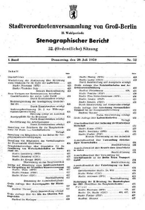 Nr. 52, 20. Juli 1950, Ordentliche Sitzung