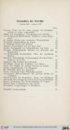 Verzeichnis der Vorträge. Januar 1903 - Januar 1904