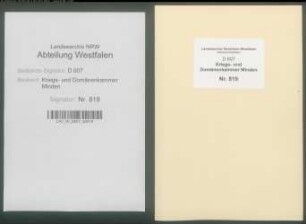 Amt Reineberg - Vogtei Gehlenbeck - Bauerschaft Frotheim: Unterlagen der Revisionskommission - Band 1