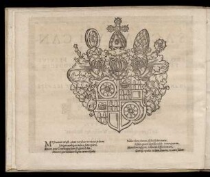 Wappen des Erzbischofs zu Mainz, Johannes Schweikard, sowie zwei vierzeilige Verse