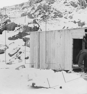 Wordie-Bucht : Sauna und Wasserstofferzeugungs-Hütte vor der Fertigstellung