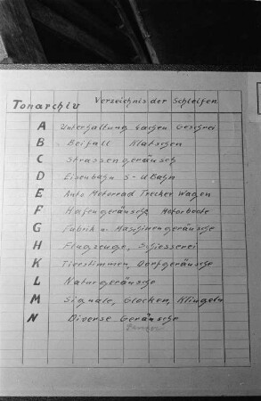 DEFA-Studio für Synchronisation in Berlin-Johannisthal. Verzeichnis Tonarchiv