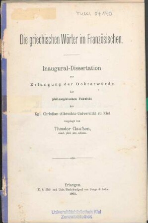 Die griechischen Wörter im Französischen