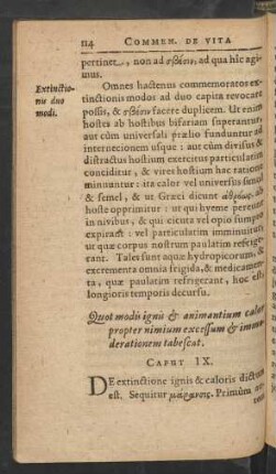 Quot modis ignis et animantium calor propter nimium excessum et immoderationem tabescat. Caput IX.