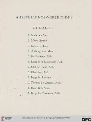 Ausstellungs-Verzeichnis