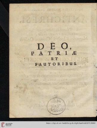 Deo, Patriæ et Fautoribus