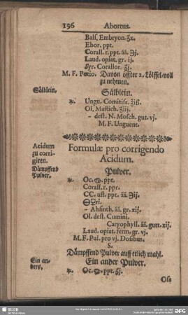 Formulae pro corrigendo Acidum