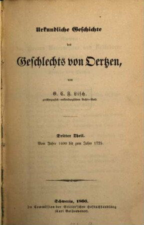 Urkundliche Geschichte des Geschlechts von Oertzen, 3. Vom Jahre 1600 bis zum Jahre 1725