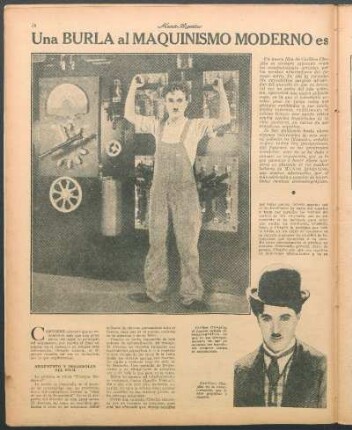 Una burla al maquinismo moderno es la nueva película de Carlitos Chaplin