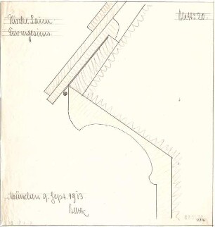 Fischer, Theodor; München - Laim; Interimskirche - Turmgesims (Schnitt)