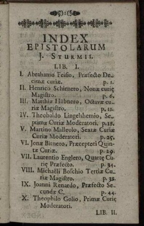 Index Epistolarum J. Sturmii
