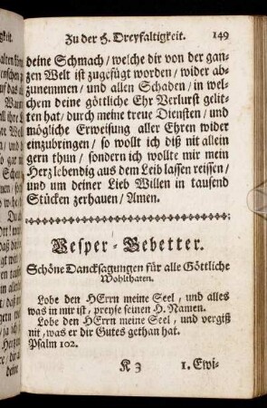 Vesper-Gebetter. - Litaney vom süssen Namen Jesu.