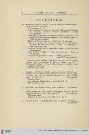 Argenterie (No. 450 - 461)