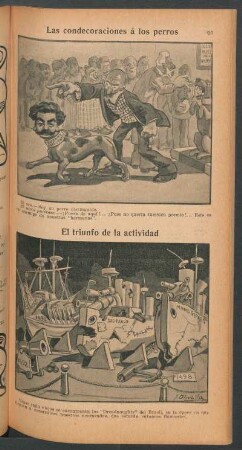 Las condecoraciones á los perros [y] El triunfo de la actividad - [Caricaturas]