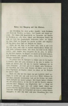 Ueber den Umgang mit den Kleinen