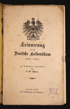 Erinnerung an das Deutsche Heldenthum 1870-1871 : In Dichtungen