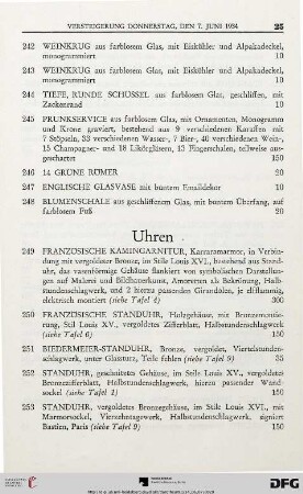 Uhren (Nr. 249-256)