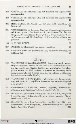 Uhren (Nr. 249-256)