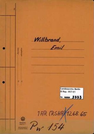 Personenheft Emil Willbrand (*26.06.1902), Kriminalsekretär