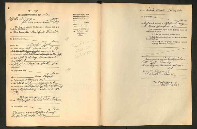 Standesamtsbuch der Stadt Aschaffenburg: Eheschließungen 252/1930 - 130/1931