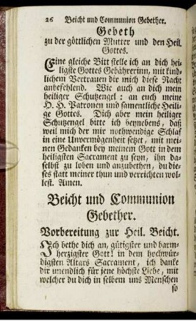 Beicht und Communion Gebether.