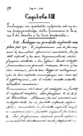 Capitolo XIII. Prodotti infiniti ed in serie trigonometriche delle funzioni.