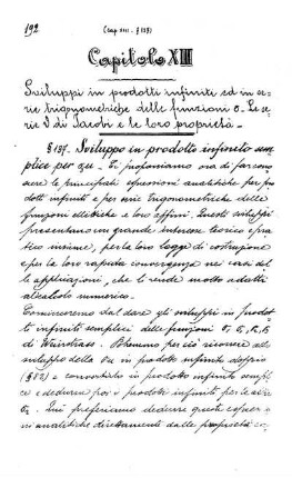 Capitolo XIII. Prodotti infiniti ed in serie trigonometriche delle funzioni.