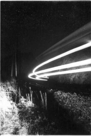 Lampen von Lok 12, Z 52/53, Nachtaufnahme bei Bronnener Durchbruch